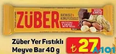 ZÜBER YER FISTIKLI MEYVE BAR 40 G